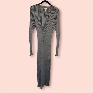 Bodycon dress, silver shimmer with split